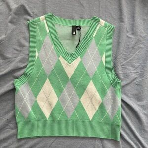 Garage Green Argyle V-Neck Sweater Vest